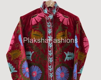 Boho Velvet Suzani Jacket – Vintage-Inspired Embroidered Coat, One-of-a-Kind Festival Kimono, Artisan Uzbek Jacket | Boho Coat |Gift For Her