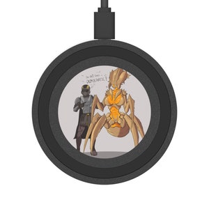 It&#39;s Okay, She&#39;s Democratic Wireless Charging Pad| Handmade Gift, Gift for Gamers, helldivers, helldivers 2, starship troopers, gamer gift