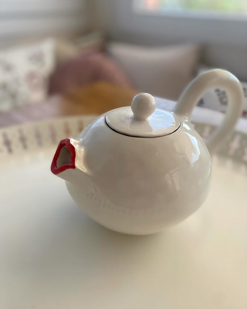 Handmade ceramic tea pot lips zdjęcie 3