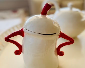Handmade ceramic honey sugar jar, madame sugar