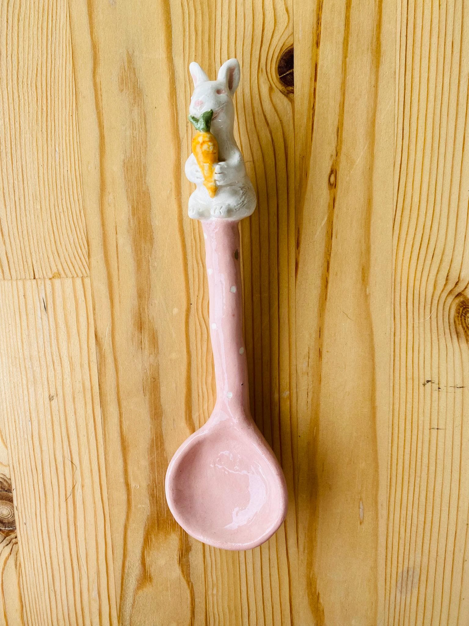 Vintage Rabbit Spoon Handmade Ceramic Bunny Spoon – Pastel Collectible Kitchen Decor | Kids ...