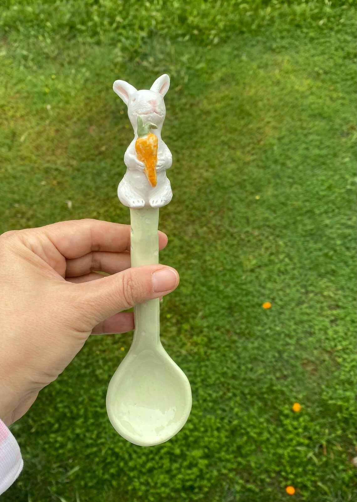 Vintage Rabbit Spoon Handmade Ceramic Bunny Spoon – Pastel Collectible Kitchen Decor | Kids ...