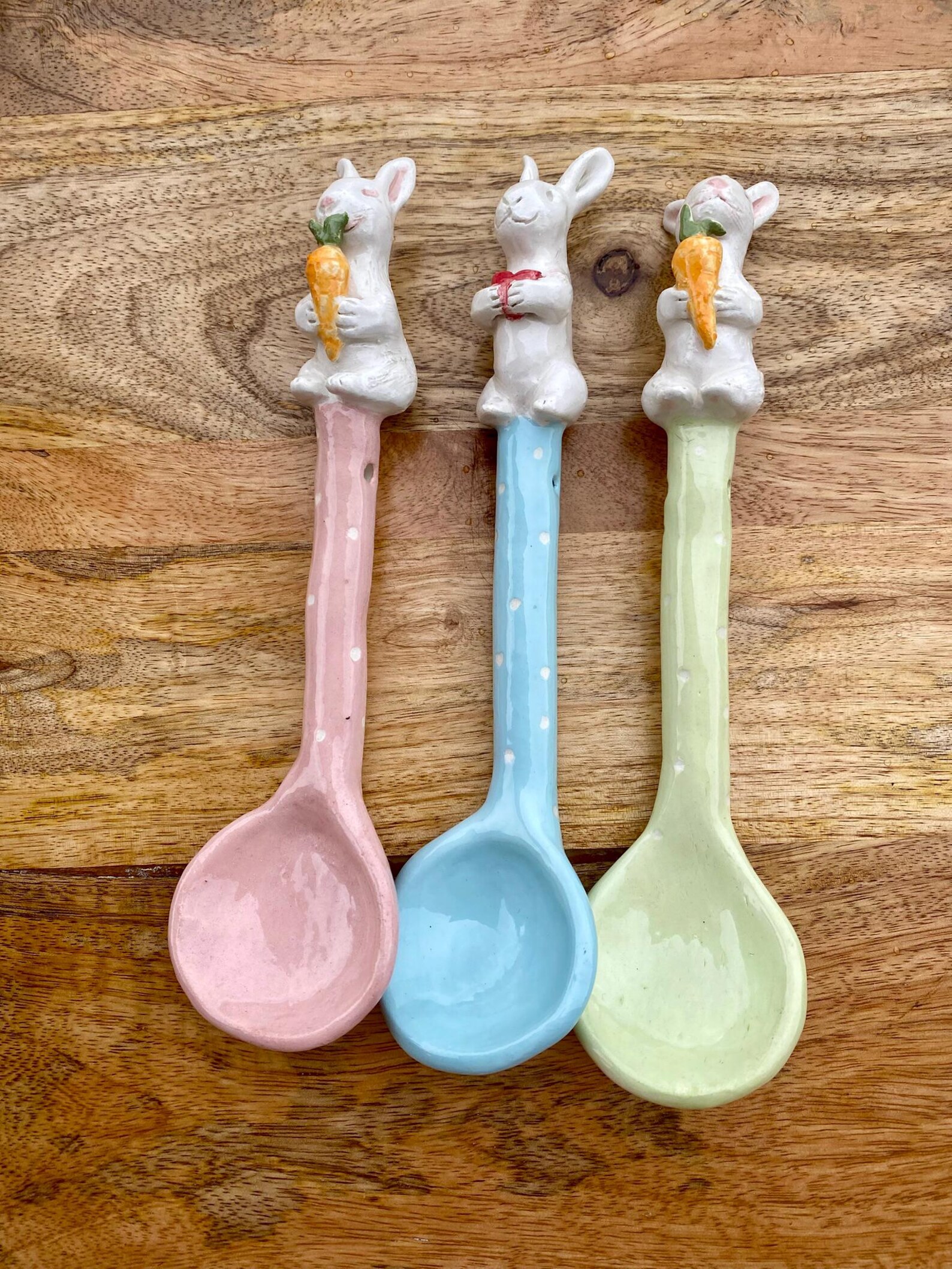 Vintage Rabbit Spoon Handmade Ceramic Bunny Spoon – Pastel Collectible Kitchen Decor | Kids ...