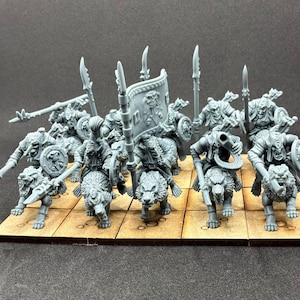 Hobgoblin Wolf Reiter Krieger (Bogen, Speer und Schild) - Armee der Bösen Zwerge