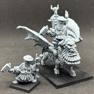 Fabelzel Sorcerer on Lammasu + Sorcerer on foot - Evil Dwarf Army