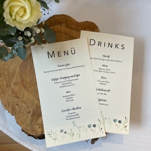 Menükarte | Hochzeit  | Menükarte 210 x 120 mm | nachhaltige Hochzeitspapeterie