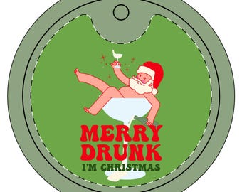 Weihnachten Keramik Ornamente, Merry Drunk Im Weihnachtsbaum Dekor, 2-seitiger Druck, Weihnachtsgeschenk, Festliche Dekoration, Lustige Verzierung, Strumpf