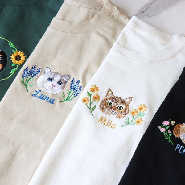 Sudadera con retrato de mascota bordado personalizado, regalo personalizado para perro y gato