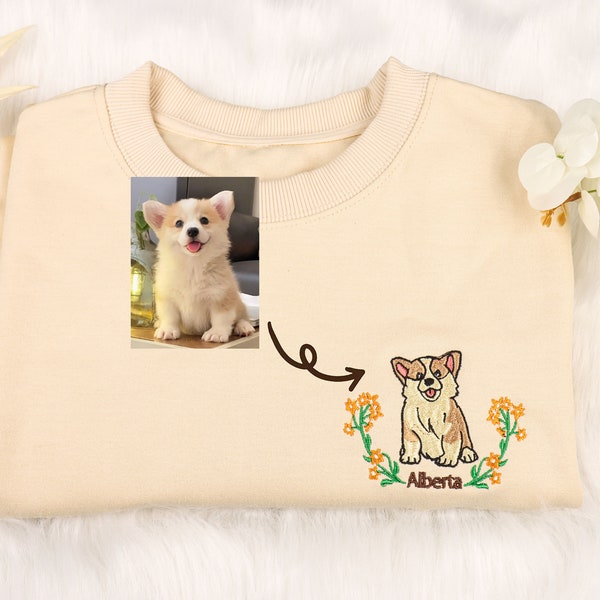 Custom Pet Hoodie,Custom Dog Portrait Embroidered Sweatshirt, Personalized Pet Face and Pet name Sweatshirt,Custom gift