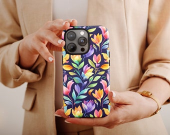 Colorful Flowers Tough Phone case for iPhone 15 14 13 12 11 pro max X XR 8 case, Samsung Galaxy S24 S23 S22 S21 S20 Ultra, Google Pixel case