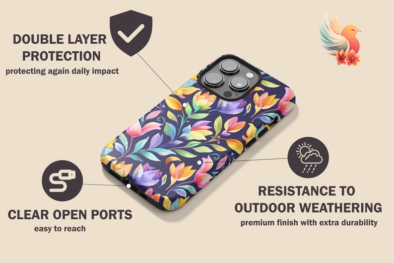 a cell phone case with a colorful floral pattern