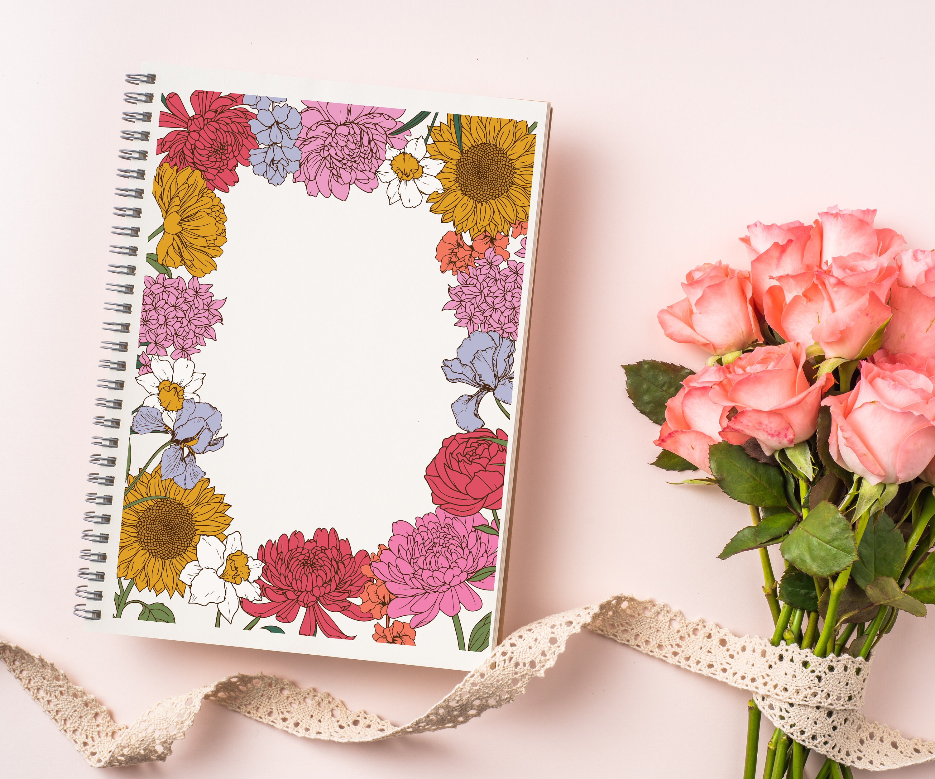 Floral Frame Png Craft Graphics Flower Border Instant Download Etsy