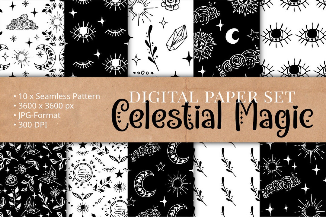 Celestial Magic Jpeg Files | 10 X Seamless Pattern Set | Instant ...
