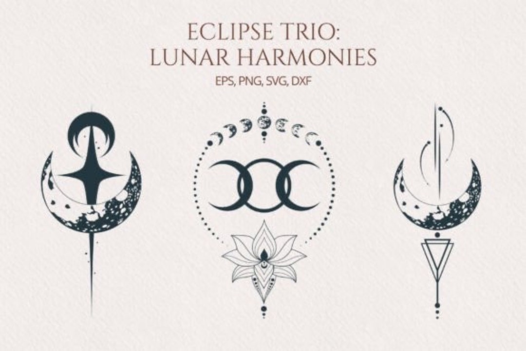 Mystical Moon Png | Eclipse Trio Png, Svg | Instant Download | Moon ...