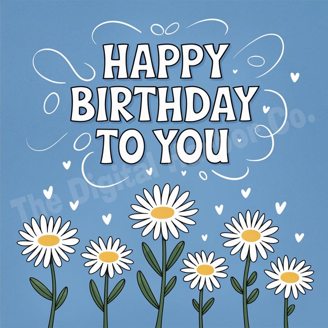 Printable Daisy Birthday Card: Floral Happy Birthday Design (PDF) - Etsy
