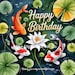 Printable Birthday Card Front Happy Birthday Lilly Pond Koi Carp - Etsy