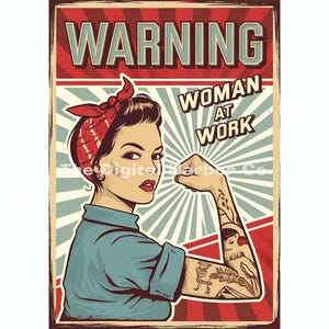 Póster de Mujer peligrosa en el trabajo con descarga digital de alta calidad