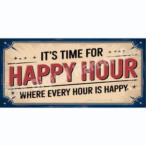 Houten bord met digitale download van hoge kwaliteit: tijd voor happy hour