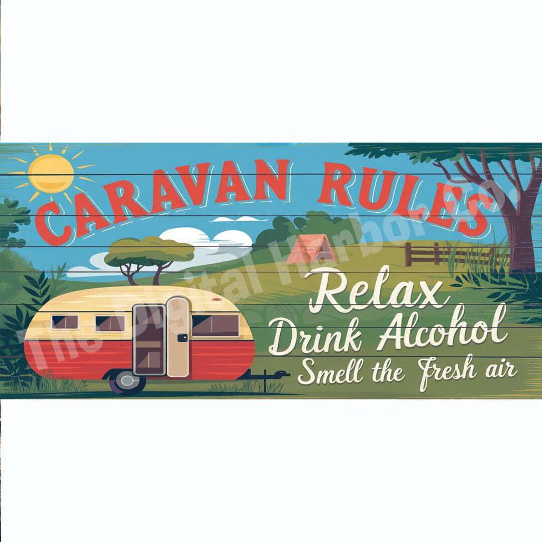 High Quality Digital Download Wooden Sign Caravan Rules Etsy UK