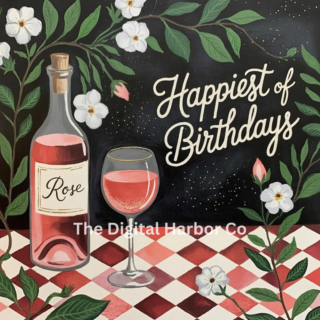 Printable Birthday Card Front Rose Happiest of Birthdays - Etsy