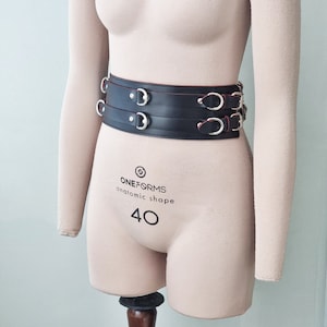 Cintura bondage in pelle, cintura larga a corsetto (7 colori in vera pelle) per uomo o donna