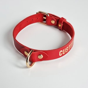Choker Collar Red Leather Choker with Custom word, Letters Necklace, Custom Name Choker, DDLG Collar