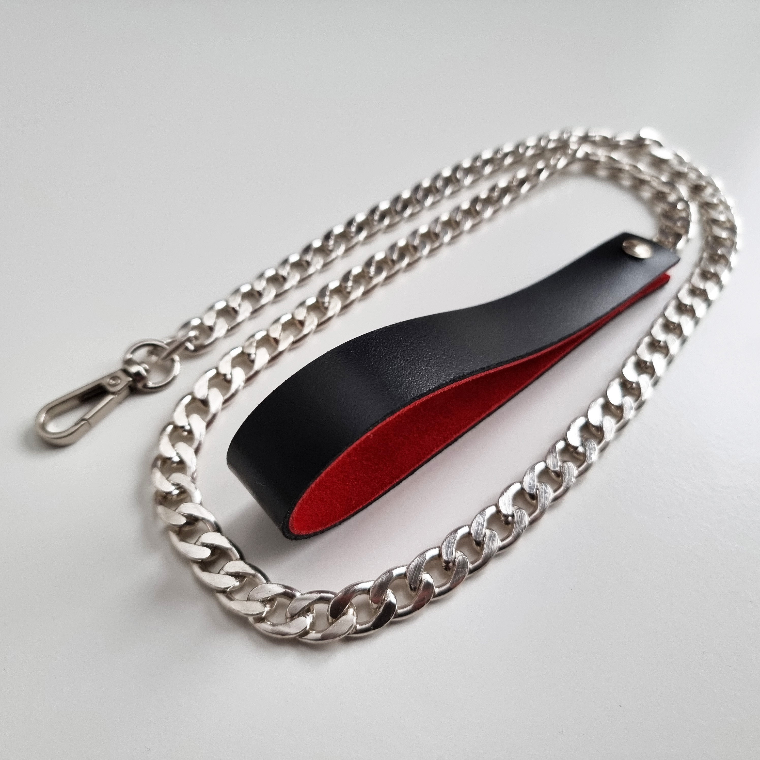 Leather Chain Leash for Human, Slave Collar Leash Submissive Gear, Bondage Lingerie Harness, DDLG collar leash