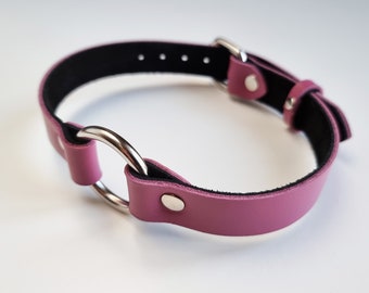 Kitten play choker, Leather choker for women, Pink DDLG collar, Kitten play collar with leash