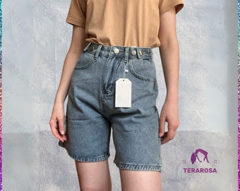 Y2K Baggy Denim Shorts für Frauen Retro Streetwear kurze Hosen mit Jorts Stil Baggy Kleidung für Mädchen Vintage Y2K Denim Geschenk für die Tochter