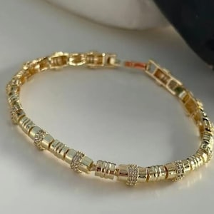 Dainty Fine Zircon Bracelet for Woman 14K Gold Plated Bracelet 316L Steel Fine Zircon Stone Jewelry Gift Non Tarnish Valentine's Day Gift