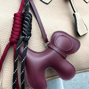 Faux Leather Dog Charm: Bag Accessory Keychain