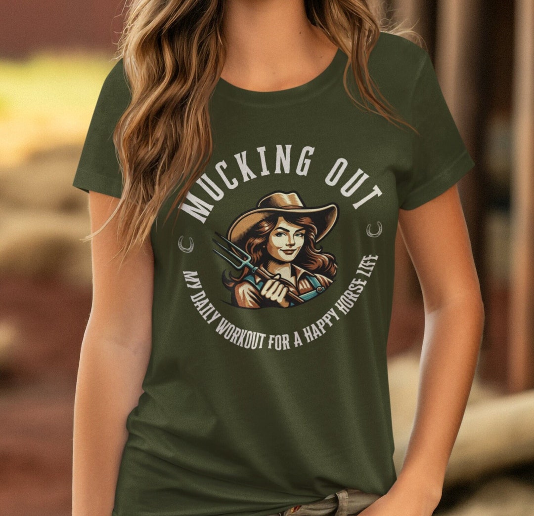 Funny Horse Tshirt, Mucking Out Stable Vintage Inspired Print Shirt