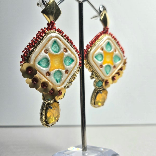 Pendientes colgantes de soutache de ladrillo siciliano