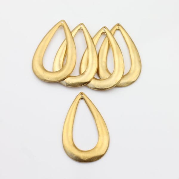 5 Matte Gold Drop Charms, Pear Pendants Ethnic Style Jewelry Making, ZME111mg