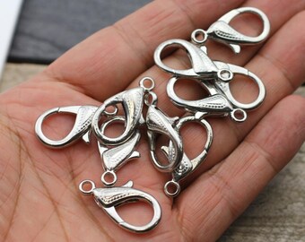 5 Stück große verzierte Sterling Silber Karabinerverschluss: 29 x 15 mm Schmuckzubehör - ZM758