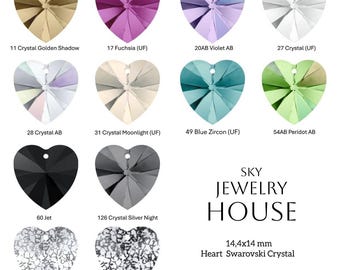 Colgante de corazón de cristal Swarovski de 14 mm: Charm de joyería facetado - 6228-14 mm