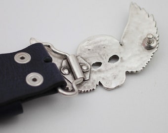 ビンテージ スカルウイングバックル スカル＆エンジェルウィングス ベルトバックル：バイカーロッカー