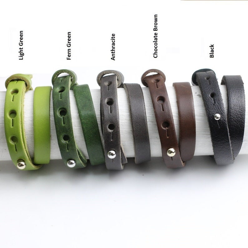 Double Wrap Genuine Leather Bracelet, Black Leather Wrapped