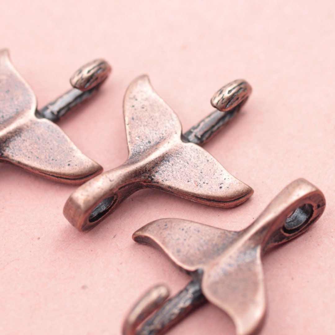 5pcs Antique Copper Dolphin Tail Clasp: ZAMAK Bracelet Connector