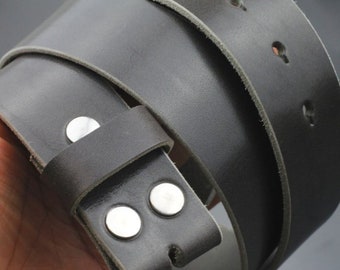 Handmade Anthracite Leather Belt: Full-Grain Vegetable Tanned - LG46
