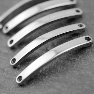 5pcs Bar Connector, Rhodium Plated Bracelet Connector, Curved Bracelet Connector, Leather Bracelets Making, Necklace Making Findings ZM1045