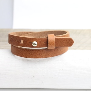 Double wrap Genuine Leather Bracelet, Light Brown Wrapped Bracelet, Adjustable leather bracelet, Gift for Women Men Leather bracelet,LB43-03