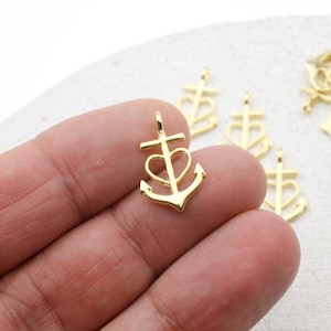 20 Stück glänzend Gold Glaube Hoffnung Herz Anhänger, Glaube Hoffnung Liebe Symbol Charms, Liebeszauber, Anker Kreuz Anhänger, Schmuck Zubehör ZM845go