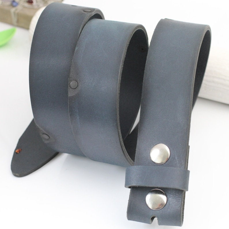 Navy Blue Full Grain Leather Belt: Handmade Snap Belt - 0351 Navy