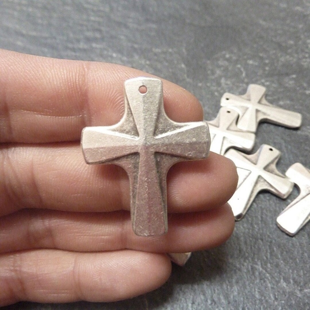 1pcs Antique Silver Cross Pendant: Sterling Silver Plated