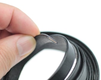 Cordón de cuero plano negro de 10 mm: material genuino para joyería - FL103