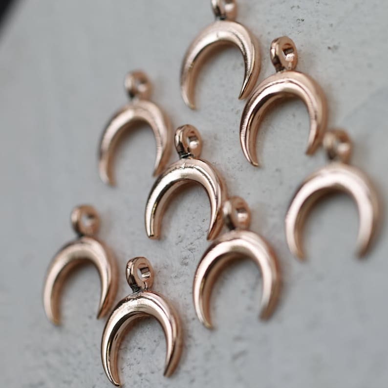 20pcs 12x14mm Rose Gold Moon Charm, Crescent Moon Charm