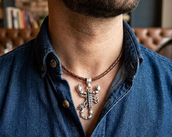 Stort skorpionhänge, skorpionhalsband, djursmycken i sterlingsilver, gotiskt statementhänge, P87
