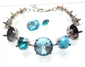 Empty Cupchain Bracelet: 8mm & 12mm Rivoli Crystal Settings - FA10