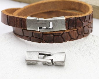 5pcs Dark Silver Interlocking Hook Bracelet Clasps: Zamak Jewelry Findings (34x12mm) - zm695ds